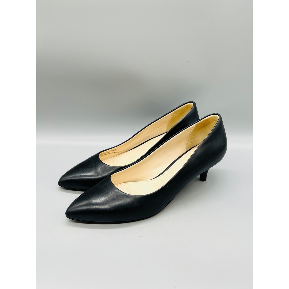Cole Haan Shoes Womens 9.5 Black Leather Pointed Toe Kitten Heel Dress Pumps - Picture 3 of 11